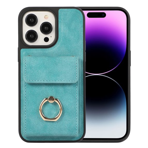 for iPhone 13 Pro Case Wallet, with PU Leather Detachable Card Holder Compatible with Magsafe, Durable Protection Magnetic Phone Case with Ring Kickstand for iPhone 13 Pro, Green