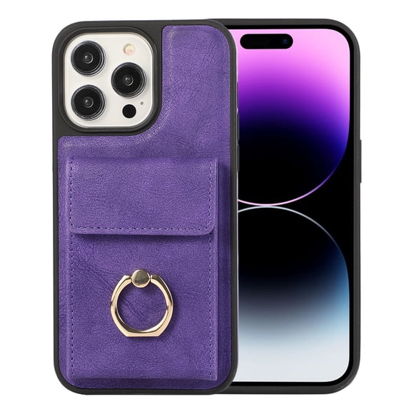 for iPhone 13 Pro Case Wallet, with PU Leather Detachable Card Holder Compatible with Magsafe, Durable Protection Magnetic Phone Case with Ring Kickstand for iPhone 13 Pro, Purple