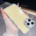 thumbnail image 1 of for iPhone 13 Pro Case for Women, Glitter Back & Diamond Frame, Slim TPU Shockproof Cover Stylish Sparkly for Girls, Luxury Shockproof Drop Protection Anti-Scratch Phone Case, Light Yellow, 1 of 7
