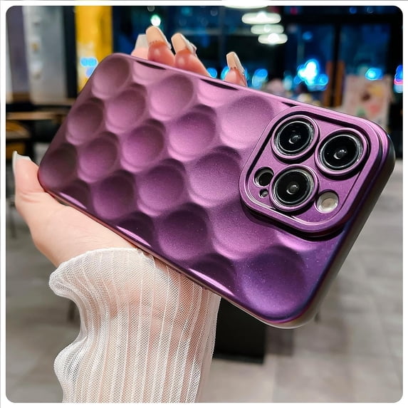 for iPhone 13 Pro Case for Women Men, 3D Honeycomb Pattern Bump Feel, Thin Slim Soft Back Cover Raised Camera Protection Phone Case for iPhone 13 Pro (6.1") - Purple