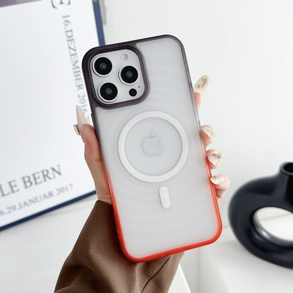 For iPhone 13 Pro Case for Women Men, Stylish Ripple Back Cover Compatible with Magsafe Slim Fit Shockproof Drop Protection Thin Phone Case for Apple iPhone 13 Pro, Black+Orange