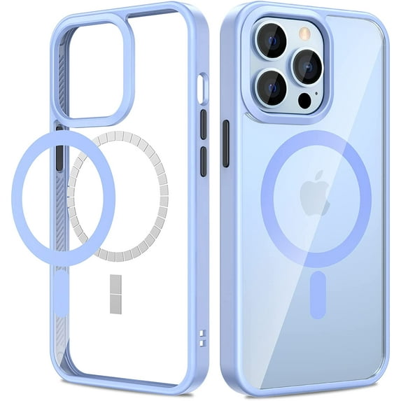 for iPhone 13 Pro Case, iPhone 13 Pro Magnetic Case with Built in Strong Magnets, Clear Hard PC Back + Soft TPU Frame Slim Shockproof Drop Protection Case for iPhone 13 Pro 6.1" - Sierra Blue