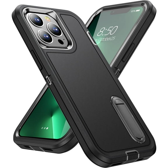 for iPhone 13 Pro Case, iPhone 13 Pro Phone Case with Built in Kickstand,Shockproof/Dustproof/Drop Proof Military Grade Protective Cover for iPhone 13 Pro 6.1 inch (Black)