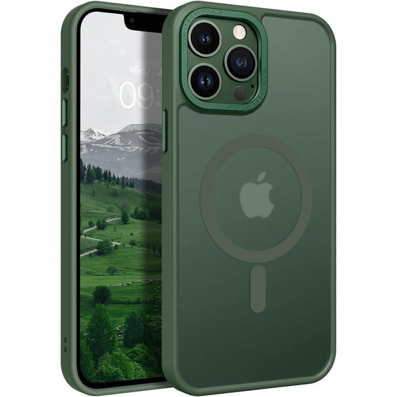 for iPhone 13 Pro Case, iPhone 13 Pro Phone Case, [Compatible with Magsafe] Slim Fit Shockproof Translucent Women Men Girls Boys Protective Case for iPhone 13 Pro 6.1 Inch, Dark Green