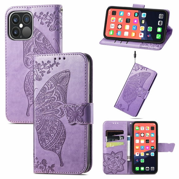 iPhone 13 Pro Case,iPhone 13 Pro Wallet Folio Case Magnetic Closure RFID Blocking Card Slots Kickstand Shockproof Case VFor iphone 13 Pro,Lightpurple