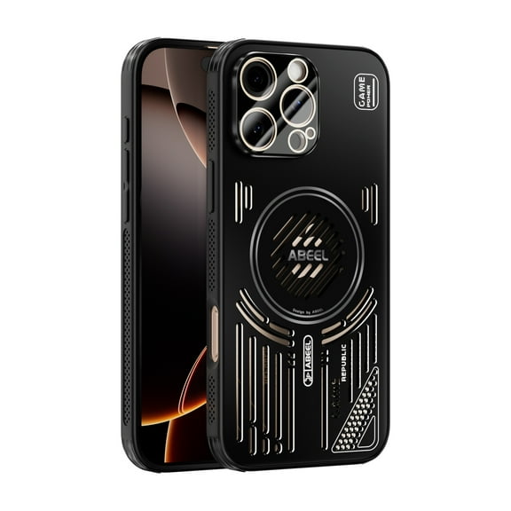 for iPhone 13 Pro Heat Dissipation Case with Magnetic Ring, Camera Lens Protector, Support Wireless Charging, Mesh Breathable Hollow Slim Phone Case Cover for iPhone 13 Pro, Black