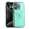 thumbnail image 1 of For iPhone 13 Pro Leather Case Butterfly Design, [Ultra Slim&Thin] [Camera Full Protection] Hard Protective Luxury Lightweight Cover for Women Girls for iPhone 13 Pro,Mint, 1 of 10