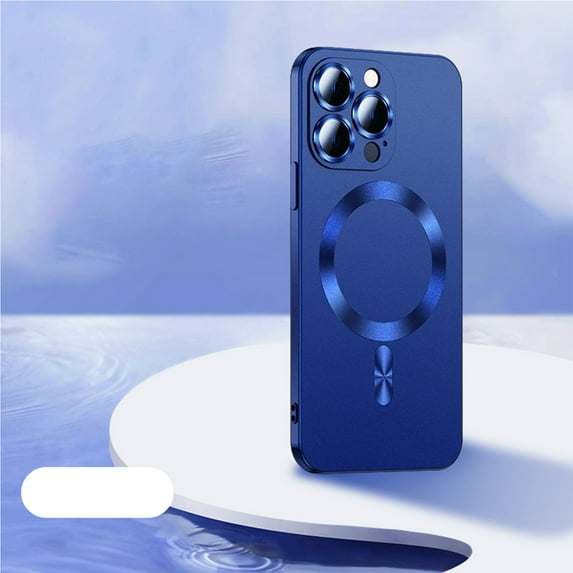 for iPhone 13 Pro Liquid Case with Camera Lens Protector, Compatible with Magsafe Luxury Magnetic Phone Case for Men Women Girls Shockproof Matte Bumper Phone Case Cover - Navy