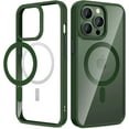thumbnail image 1 of for iPhone 13 Pro Magnetic Case, Built in Magnets, Clear Hard PC Back Cover + Soft TPU Frame Shockproof Protective Slim Bumper Transparent Case for iPhone 13 Pro 6.1" -Alpine Green, 1 of 18