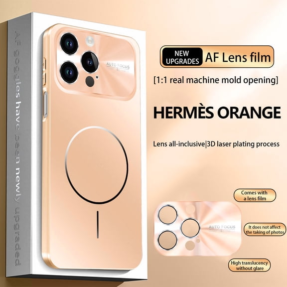 for iPhone 13 Pro Magnetic Case [Built-in Camera Lens Protective Film] [Compatible with Mag-Safe] Slim Lightweight Shockproof Hybrid Protective Phone Cover for iPhone 13 Pro, Orange