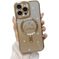thumbnail image 1 of for iPhone 13 Pro Magnetic Case Compatible with MagSafe, Luxury Love Heart Pattern Plating Clear Phone Case Camera Protection Glitter for Women Girls Shockproof Slim Back Bumper 6.1"-Gold, 1 of 8