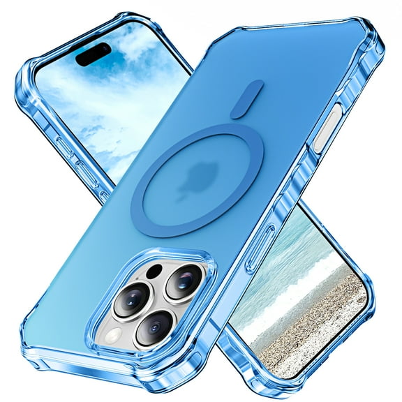 for iPhone 13 Pro Magnetic Case, Support Mag-Safe Charging, Anti-Fingerprint Slim Shockproof Rugged Wave Edge Frame Design Phone Case Cover for iPhone 13 Pro, Blue