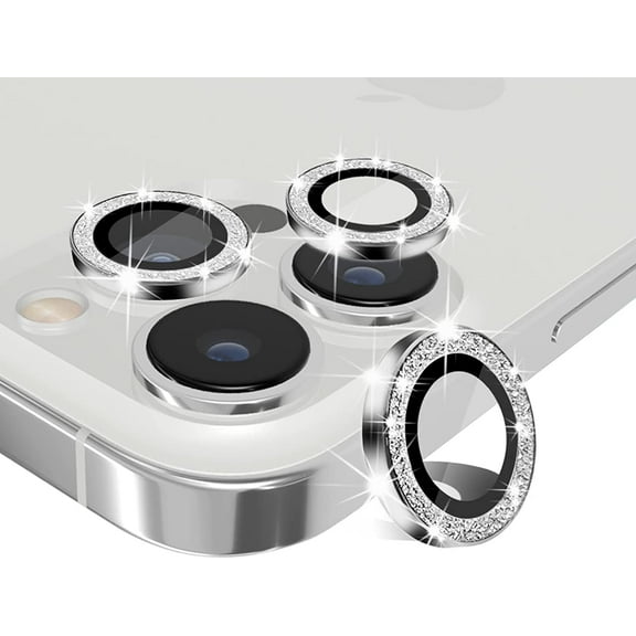 for iPhone 13 Pro Max / 13 Pro Camera Lens Protector, 3 PCS Pro Camera Protective Film Cover Shield, Metal Cap Ring Frame, HD Glass Face Cover, Anti-Scratch, Case Friendly - Silver
