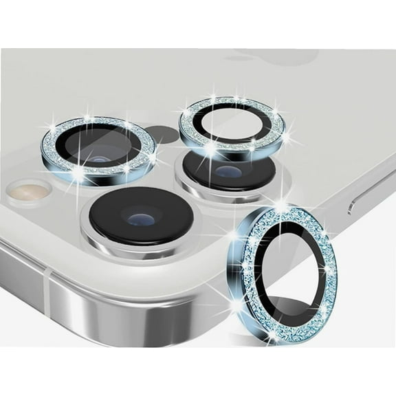 for iPhone 13 Pro Max / 13 Pro Camera Lens Protector, 3 PCS Pro Camera Protective Film Cover Shield, Metal Cap Ring Frame, HD Glass Face Cover, Anti-Scratch, Case Friendly - Blue