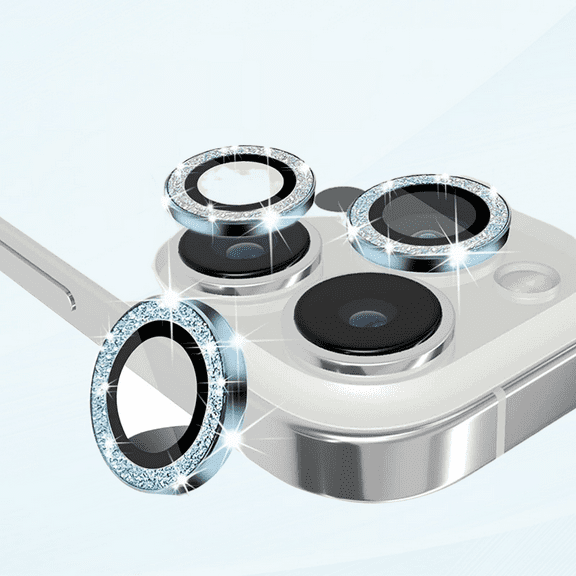 for iPhone 13 Pro Max / 13 Pro Camera Lens Protector, 3 PCS Pro Camera Protective Film Cover Shield, Metal Cap Ring Frame, HD Glass Face Cover, Anti-Scratch, Case Friendly - Blue