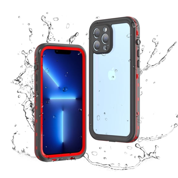 for iPhone 13 Pro Max 6.7" 2021 Waterproof Case, Multi-Layer Anti-Drop Case with Wireless Charging Shockproof Protective Case for iPhone 13 Pro Max Ladies Women Men, Red