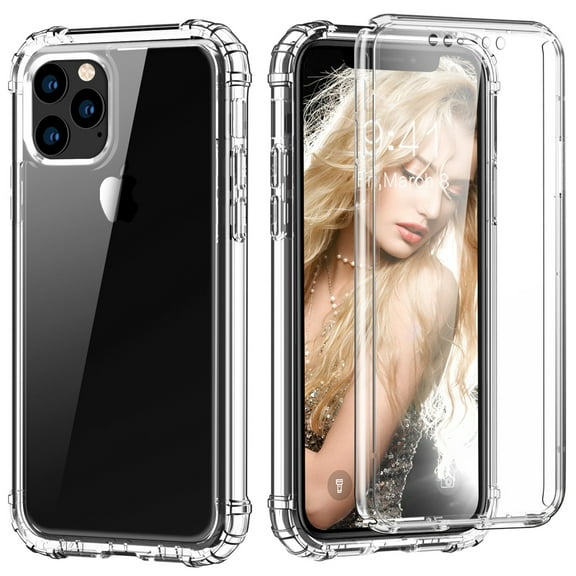 iPhone 13 Pro Max 6.7" Case with Built in Screen Protector, Dteck Full Body Shockproof Dual Layer High Impact Protective Anti-Scratch Soft TPU Cover Cases for iPhone 13 Pro Max 6.7-inch 2021, Clear