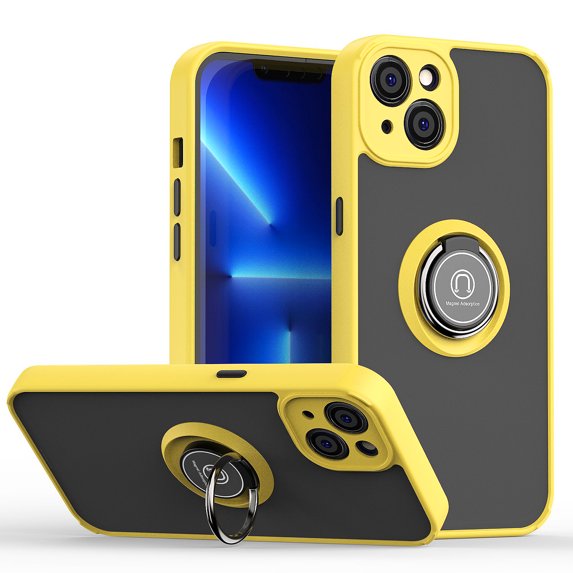 for iPhone 13 Pro Max 6.7" Case, Protective Matte Back Case Magnetic For Car Mount with 360° Rotatable Ring Holder Kickstand Shockproof Protective Cover For iPhone 13 Pro Max,
E