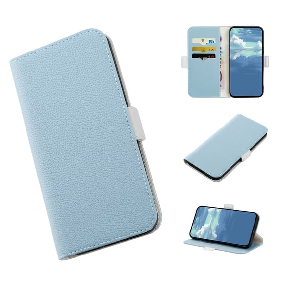 for iPhone 13 Pro Max 6.7 Inch Wallet Case, Candy Colors Durable PU Leather Shockproof Card Slots Holder Folio Purse Case with Kickstand Magnetic Clasp Bracket Flip Cover for iPhone 13 Pro Max,Blue