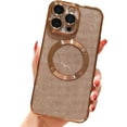 thumbnail image 1 of iPhone 13 Pro Max 6.7" Magnetic Glitter Case, [Compatible with Magsafe] Cute Luxury Plating Bling Clear Phone Case, Full Camera Lens Protector Anti-Scratch Shockproof Protective Case-Gold, 1 of 12