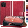 thumbnail image 1 of for iPhone 13 Pro Max 6.7" Phone case[RFID Blocking Leather],[3 Credit Card Slot] Flip Folio Book Shockproof Protector,Holder Stand Cases,Women Men for Apple 13 ProMax Wallet Cover,Red, 1 of 12