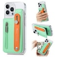 thumbnail image 1 of for iPhone 13 Pro Max Back Wallet Case with Card Holder Zipper Pocket, Wristband Flip Kickstand, RFID Blocking Secure Hand Grip PU Leather Shockproof Clear Phone Cover for iPhone 13 Pro Max, Mint, 1 of 10
