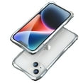 thumbnail image 1 of for iPhone 13 Pro Max Bumper, Aluminum Metal Frame Shockproof & Carbon Fiber Back Patch & Lens Protector Shock Absorbent Raised Edge Protection for iPhone 13 Pro Max 6.7 inch - Silver, 1 of 12