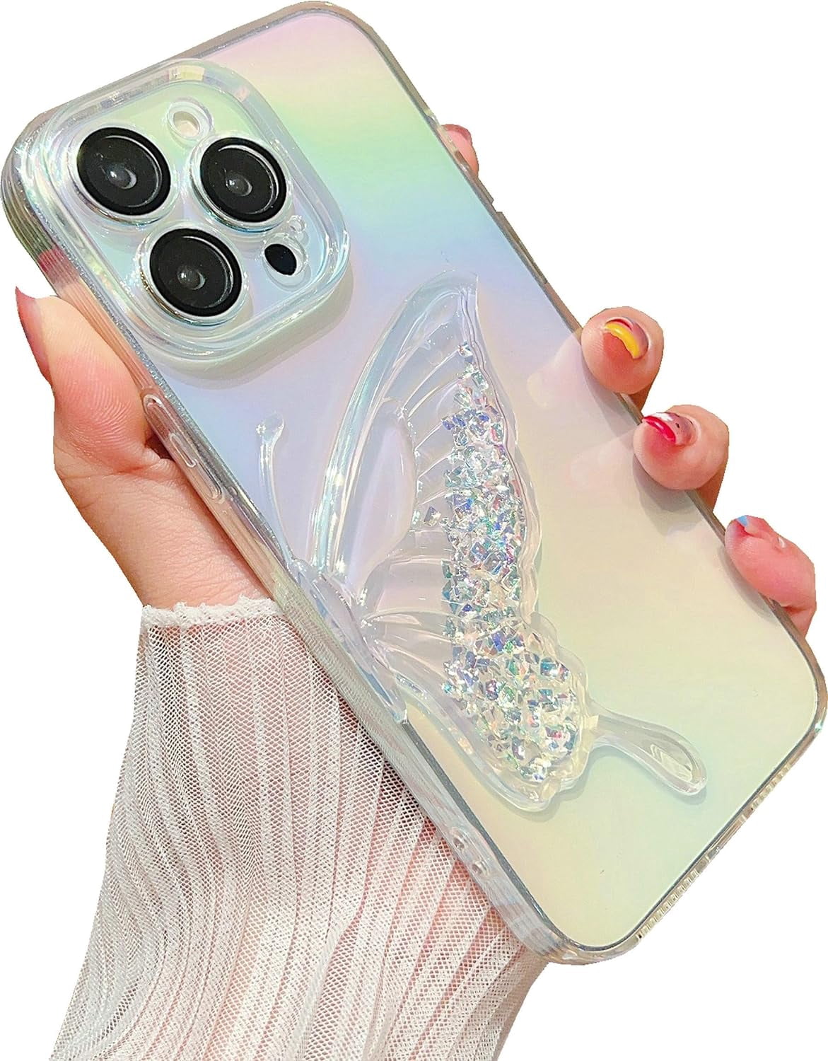 iPhone 13 Pro Max Butterfly Case, Flexible Cute 3D Butterfly Gradient ...