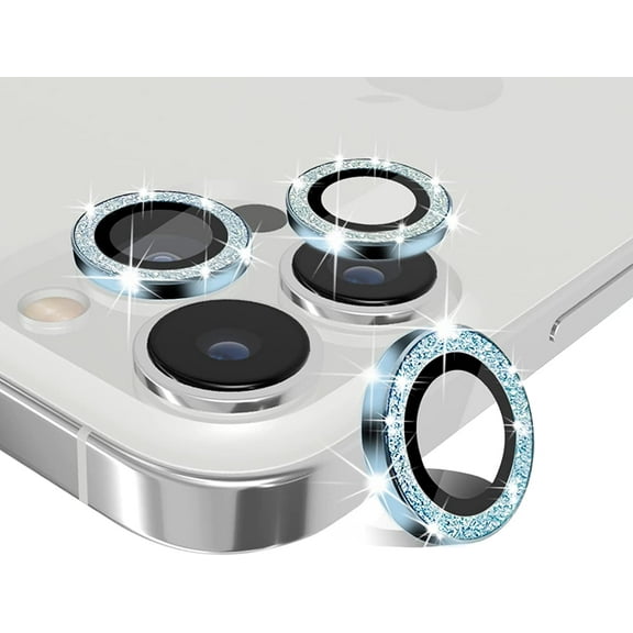 for iPhone 13 Pro Max / 13 Pro Camera Lens Protector, 3 PCS Pro Camera Protective Film Cover Shield, Metal Cap Ring Frame, HD Glass Face Cover, Anti-Scratch, Case Friendly - Blue