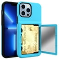 thumbnail image 1 of iPhone 13 Pro Max Card Holder Wallet Case,Dteck Shockproof Rubber Hybrid PC with Hidden Mirror Dual Layer Cover Lightweight Protective Back Phone Case for Apple iPhone 13 Pro Max 6.7-inch,Skyblue, 1 of 5