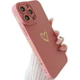 thumbnail image 1 of for iPhone 13 Pro Max Case(2021 6.7"),Side&Back Cute Plated Love Heart with Anti-Fall Lens Cameras Cover Protection Soft TPU Shockproof Anti-Fingerprint Phone Cases for Women Girls Men, Pink, 1 of 16