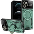 thumbnail image 1 of for iPhone 13 Pro Max Case with 360° Rotatable Magnetic Ring Stand, Large Window Design Compatible with Magsafe, -Grade Protection Shockproof Phone Cover for Women Men, Green, 1 of 15