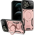 thumbnail image 1 of for iPhone 13 Pro Max Case with 360° Rotatable Magnetic Ring Stand, Large Window Design Compatible with Magsafe, -Grade Protection Shockproof Phone Cover for Women Men, Pink, 1 of 15