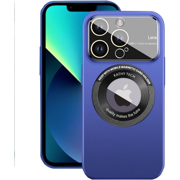 for iPhone 13 Pro Max Case 6.7" 2021, Large Viewport Design, Hard PC Built-in Luxury Camera Lens Protector Full Protection Phone Cover with Magsafe for Women Girls Boy Men, Drak Blue