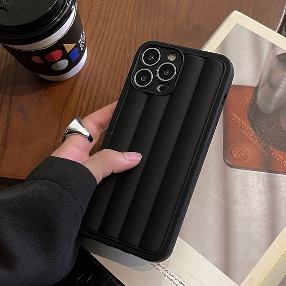iPhone 13 Pro Max Case 6.7", Fashion Slim Shockproof Soft Rubber Hybrid Rugged Back Cover, Black