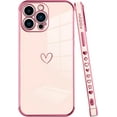 thumbnail image 1 of for iPhone 13 Pro Max Case 6.7 Inch, Luxury Plating Gold Edge [Reinforced Corners] [Full Camera Protection] Shockproof Slim Protective Phone Cover for Women Girls-Pink Heart, 1 of 12