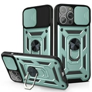 iPhone 13 Pro Max Case 6.7، TECHCIRCLE 360 Ring Kickstand Magnetic & Slide Camera Protector Military-Grade Rugged Hybrid Protection for Apple iPhone 13 Pro Max 2021 - Green