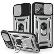 iPhone 13 Pro Max Case 6.7, TECHCIRCLE 360 Ring Kickstand Magnetic & Slide Camera Protector Military-Grade Rugged Hybrid Protective Cover for Apple iPhone 13 Pro Max 2021 - Silver