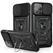 iPhone 13 Pro Max Case 6.7، TECHCIRCLE 360 Ring Kickstand Magnetic & Slide Camera Protector Military-Grade Rugged Hybrid Protection for Apple iPhone 13 Pro Max 2021 - Black