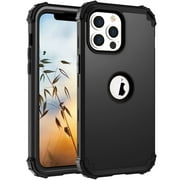 iPhone 13 Pro Max Case 6.7 ، TECHCIRCLE غطاء درع دفاعي متين متين للخدمة الشاقة مقاوم للصدمات مضاد للخدش 3 في 1 سيليكون مصد صلب للكمبيوتر الشخصي لـ Apple iPhone 13 Pro Max 6.7 ، أسود