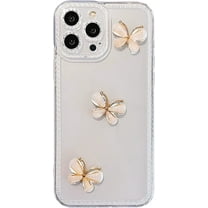 for iPhone 13 Pro Max Case 6.7 inch,Cute 3D Butterfly Bling Glitter Clear Transparent Case with Anti-Fall Lens Cameras Sparkly Soft TPU Case for iPhone 13 Pro Max Cover for Women Girls Pink