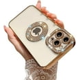 thumbnail image 1 of for iPhone 13 Pro Max Case with Bling Glitter Rhinestones Diamond,Clear Cute Sparkly Aesthetic Gold Phone Case,Luxury Plating Electroplate Case for iPhone 13 Pro Max, 1 of 12