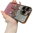 thumbnail image 1 of for iPhone 13 Pro Max Case Bow Glitter Rhinestone Bling Plating Luxury Women Girl Phone Case,Shine Diamond Case for iPhone 13 Pro Max Protective Cover,Clear Gradient Pink, 1 of 13