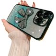thumbnail image 1 of for iPhone 13 Pro Max Case Bow Glitter Rhinestone Bling Plating Luxury Women Girl Phone Case,Shine Diamond Case for iPhone 13 Pro Max Protective Cover,Clear Gradient Green, 1 of 13