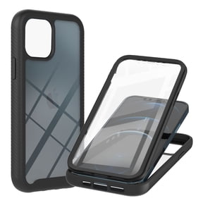 iPhone 13 Pro Max Case with Build-in Screen Protector, Hybrid Rugged Full Body Protection Shockproof Anti-Scratch Transparent Clear PC Back Cover for Apple iPhone 13 Pro Max, Black