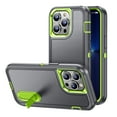 thumbnail image 1 of iPhone 13 Pro Max Case with Built-in Metal Kickstand, Dteck 3-Layer Full Body Protection [Without Screen Protector] Rugged Heavy Duty Durable Cover Case for Apple iPhone 13 Pro Max,Gray+Green, 1 of 8