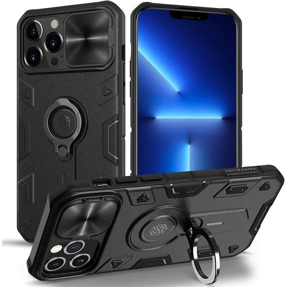iPhone 13 Pro Max Case,CamShield Armor Case with Slide Camera Cover & Kickstand,Heavy Duty Military Grade Shockproof,PC & TPU Impact-Resistant Bumpers Protective for iPhone 13 Pro Max 6.7"(Black)