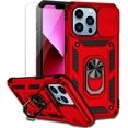 thumbnail image 1 of for iPhone 13 Pro Max Case with Camera Lens Cover HD Screen Protector, Military Grade Drop Protection Magnetic Ring Holder Kickstand Protective Phone Case for Apple iPhone 13 Pro Max 6.7 inch (Red), 1 of 17