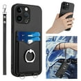 thumbnail image 1 of for iPhone 13 Pro Max Case, Card Holder Wallet Case, Ring Holder Stand, Wrist Hand Strap, PU Leather Anti-Scratch Shockproof Protective Flip Phone Cover for iPhone 13 Pro Max Case, Black, 1 of 7