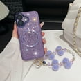 thumbnail image 1 of for iPhone 13 Pro Max Case with Chain, [Compatible with MagSafe] Glitter Crystal Diamond Rhinestone Sparkle Sparkly Bumper Camera Lens Protector Shockproof Phone Case for iPhone 13 Pro Max, Purple, 1 of 5